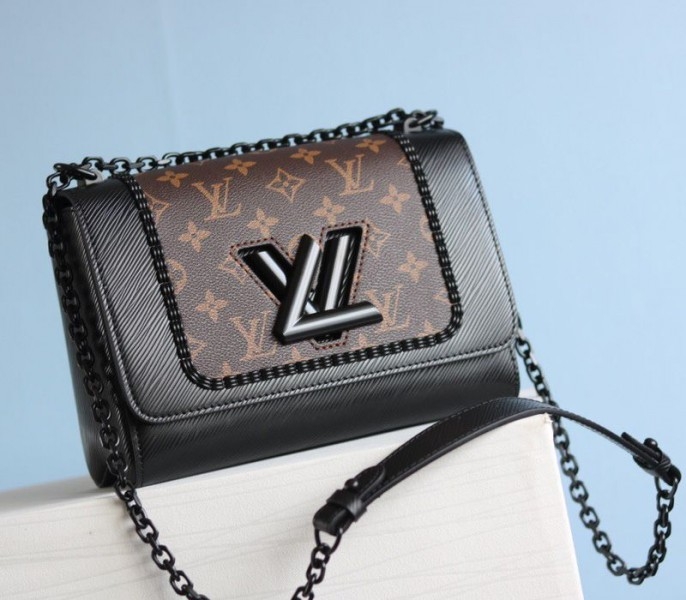 L0vis Vvtt0n Epi Leather Twist MM Canvas Trompe loeil Braid Bag In All Black