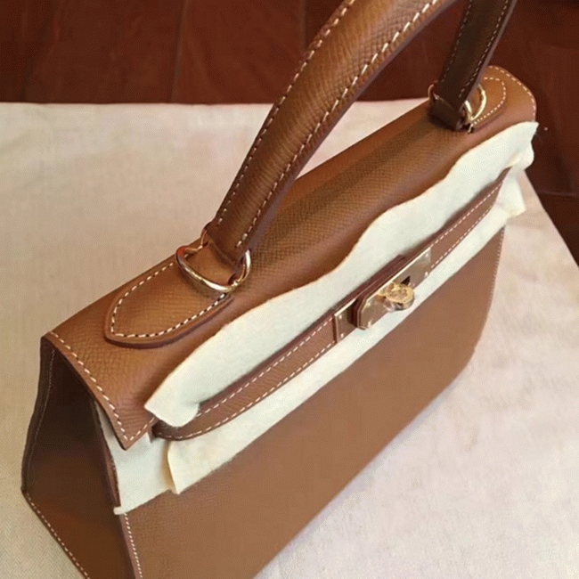 Brown Epsom Faux Luxury H**me5 Kelly Sellier 28cm Elegant Purse