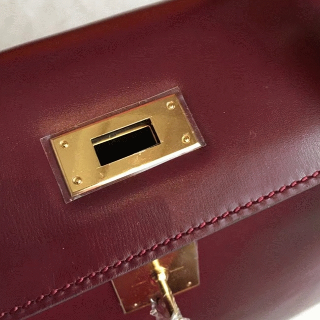 Bordeaux Box Fake Designer H**me5 Kelly Retourne 28cm Vintage-Inspired Bag