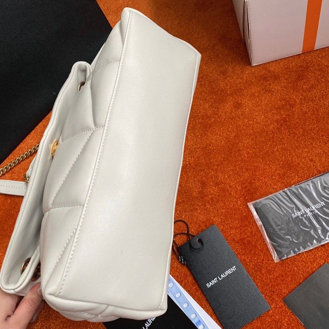 Replica Sa1nt Lau*nt Puffer Small Chain Bag White Lambskin