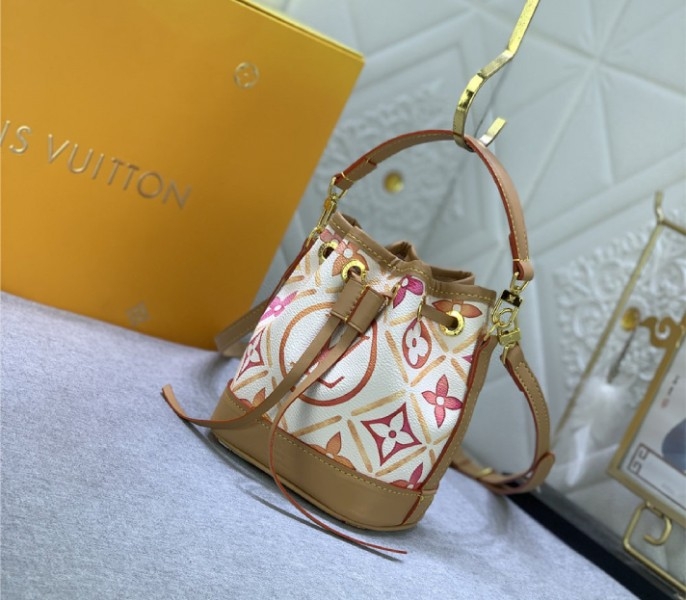 L0vis Vvtt0n LV By The Pool Monogram Tiles Canvas Nano Noe Bag In Coral