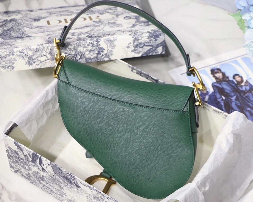 D10r Saddle Bag Faux in Green Grained Calfskin
