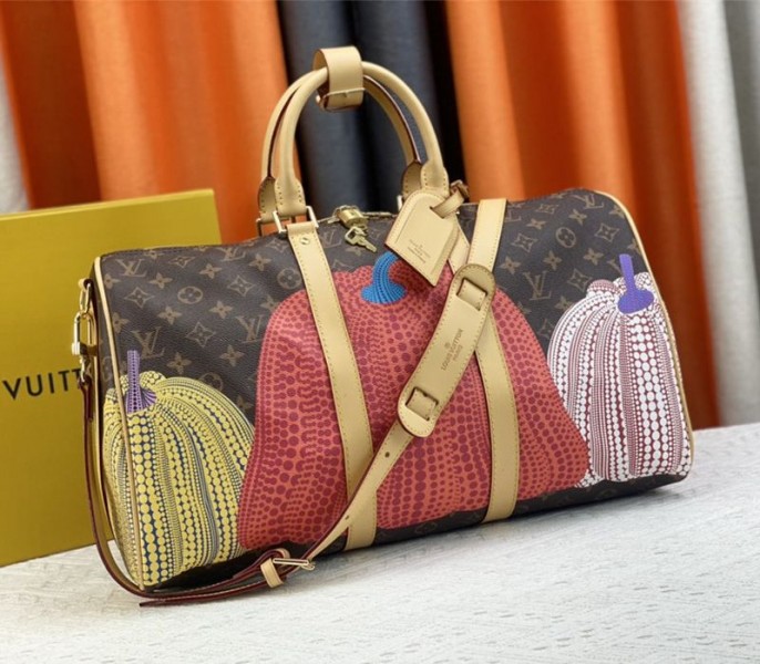l0vis vvtt0n x yk monogram canvas keepall 45 lU*gage in pumpkin
