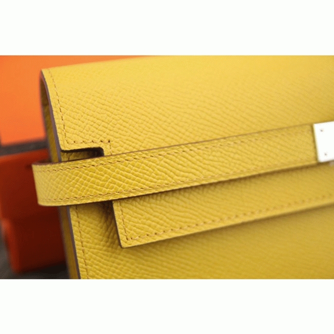 Yellow replica H**me5 Kelly Longue wallet