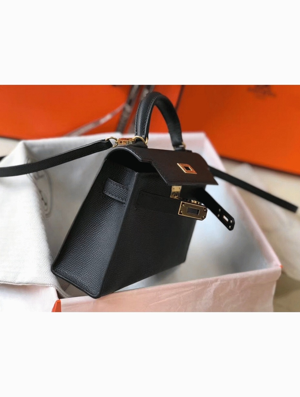 H**me5 Kelly Mini II Bag Replica in Black