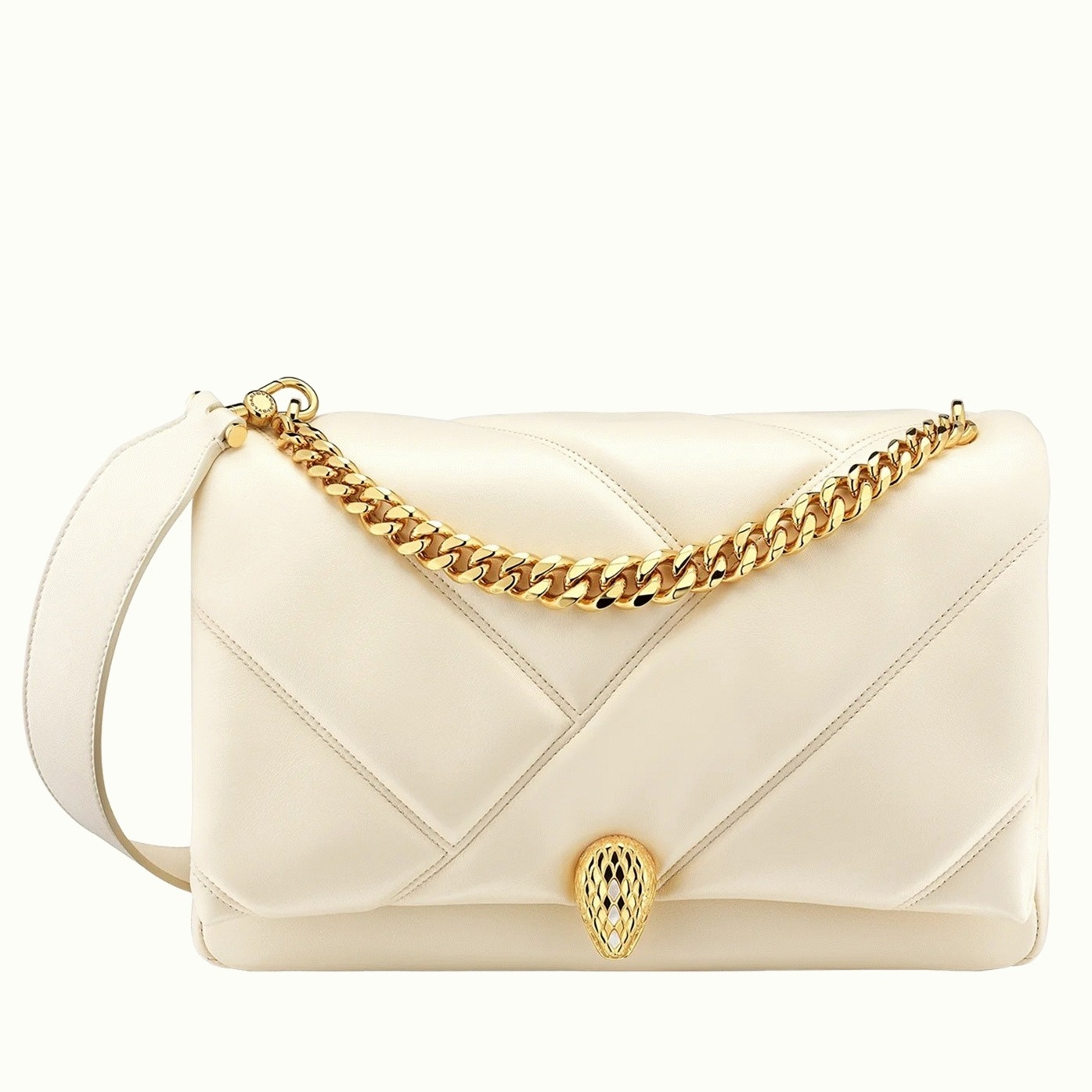 Knockoff Bv1g*ai Serpenti Cabochon Medium Bag White Calfskin