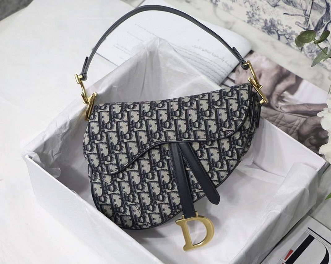 D10r Saddle Bag Knockoff in Blue D10r Oblique Jacquard