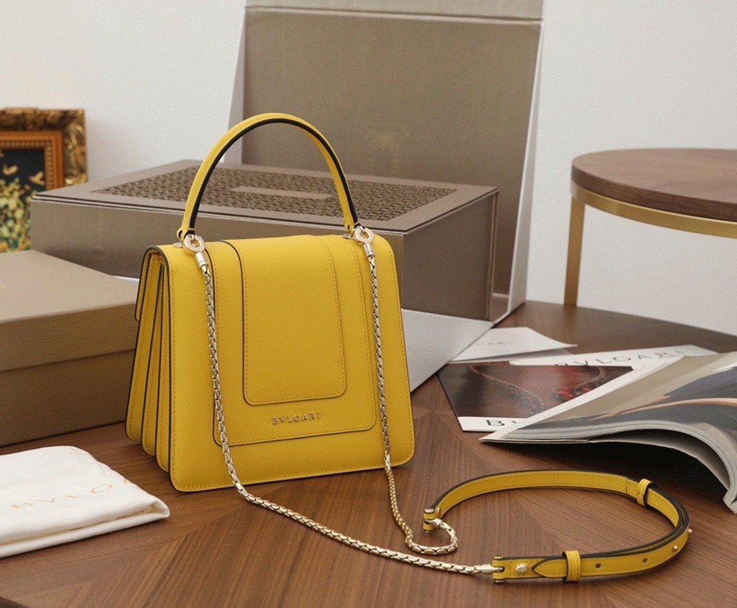 Fake Bv1g*ai Serpenti Forever Small Bag Yellow Calfskin