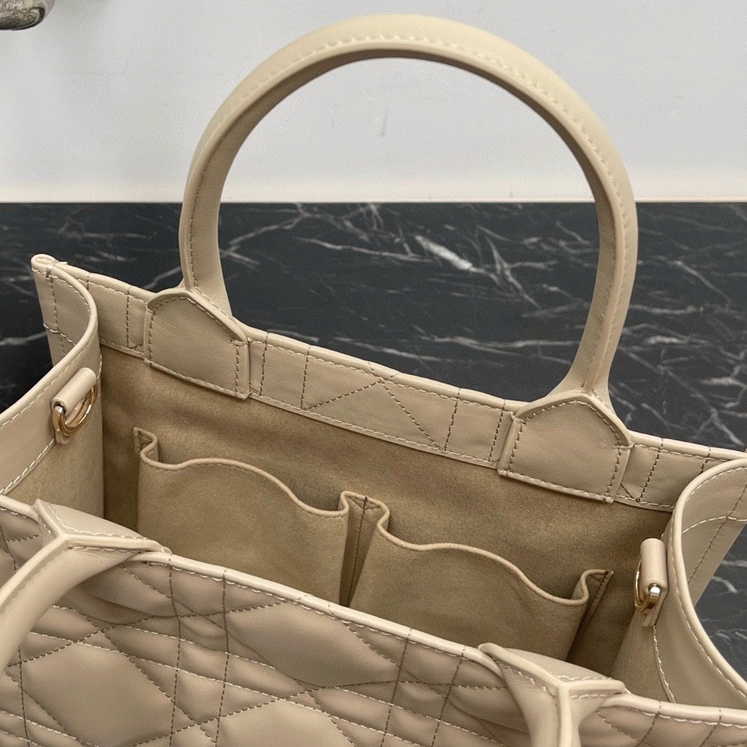 D10r Small Book Tote Bag Replica with Strap in Beige