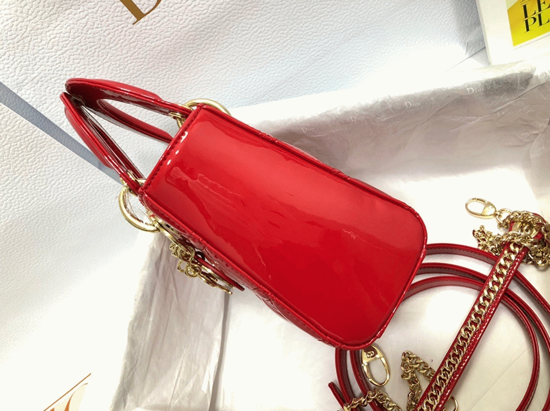 D10r Lady D10r Mini Chain Bag Knockoff with Chain in Red