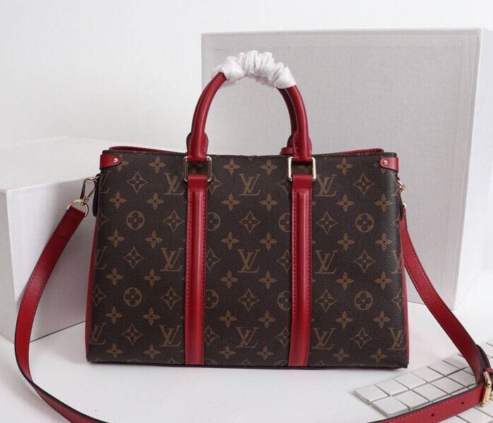 L0vis Vvtt0n Monogram Canvas Soufflot MM Bag In Cerise Red