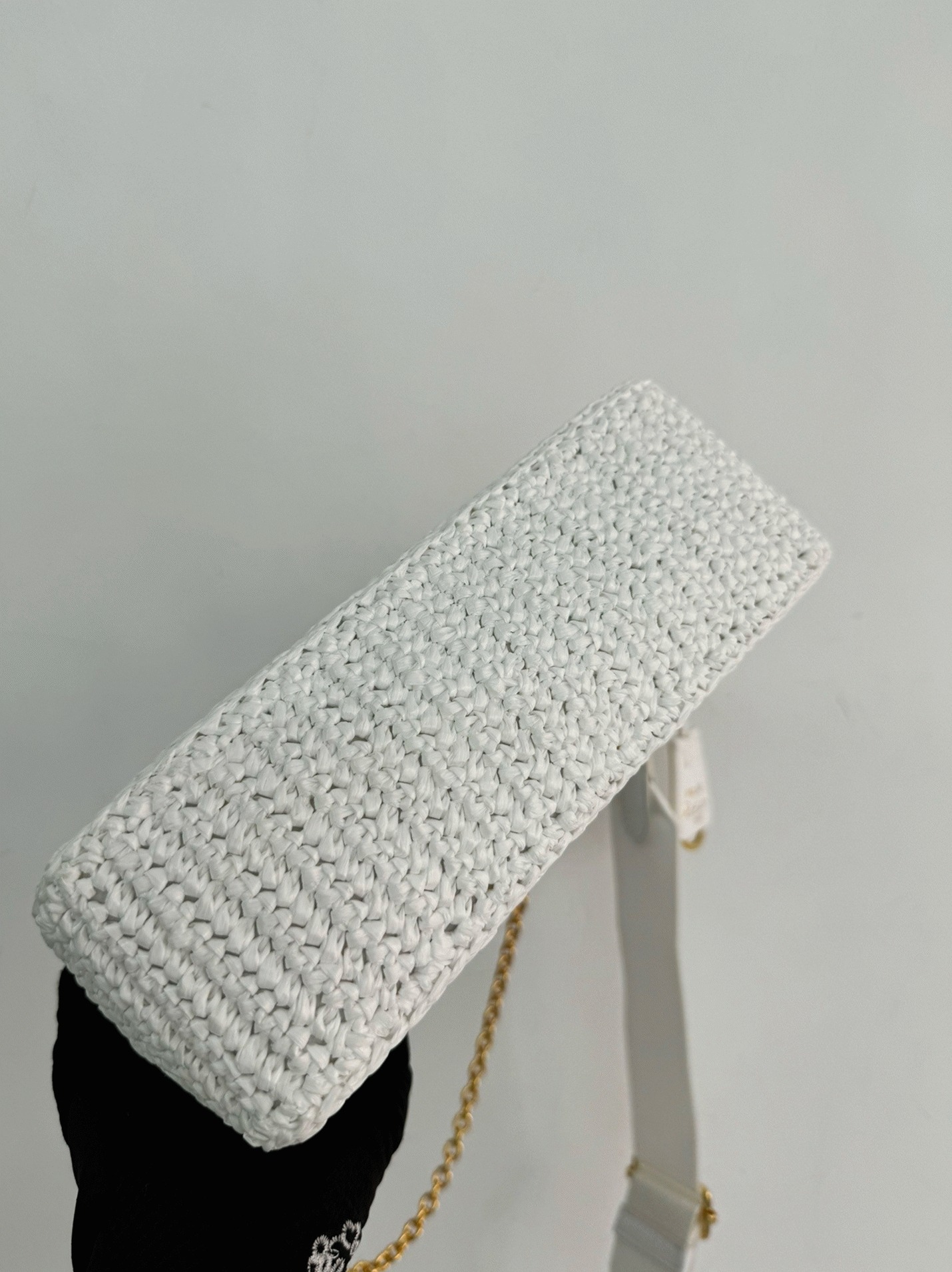 Pra*a Re-Edition Crochet Bag Fake in White