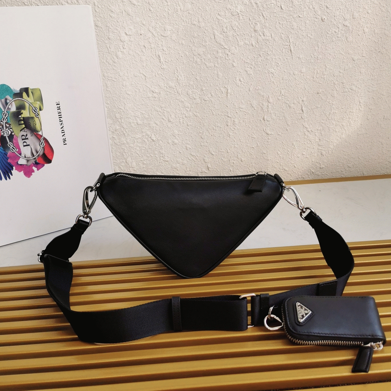 Pra*a Triangle Shoulder Bag Knockoff in Black