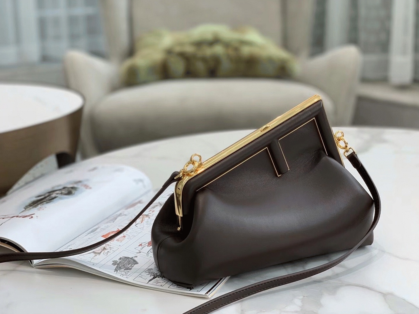 Top Quality Knockoff F**di First Small Bag In Dark Brown