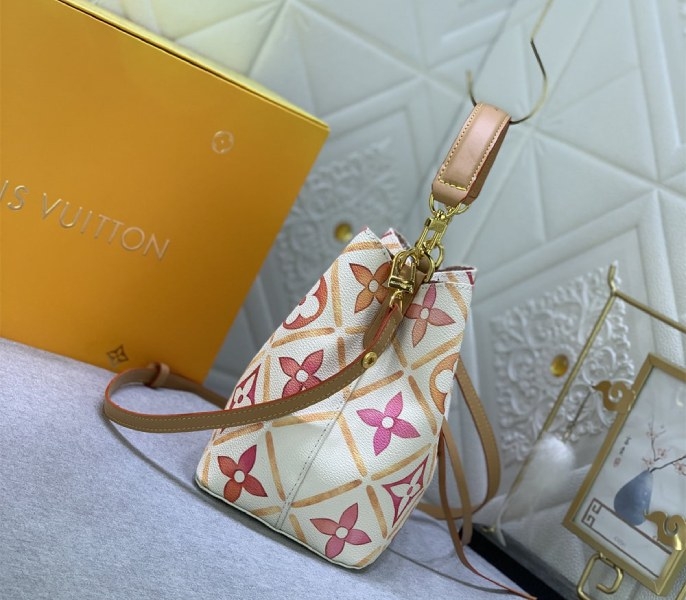 L0vis Vvtt0n LV By The Pool Monogram Tiles Canvas NeoNoe BB Bag In Coral