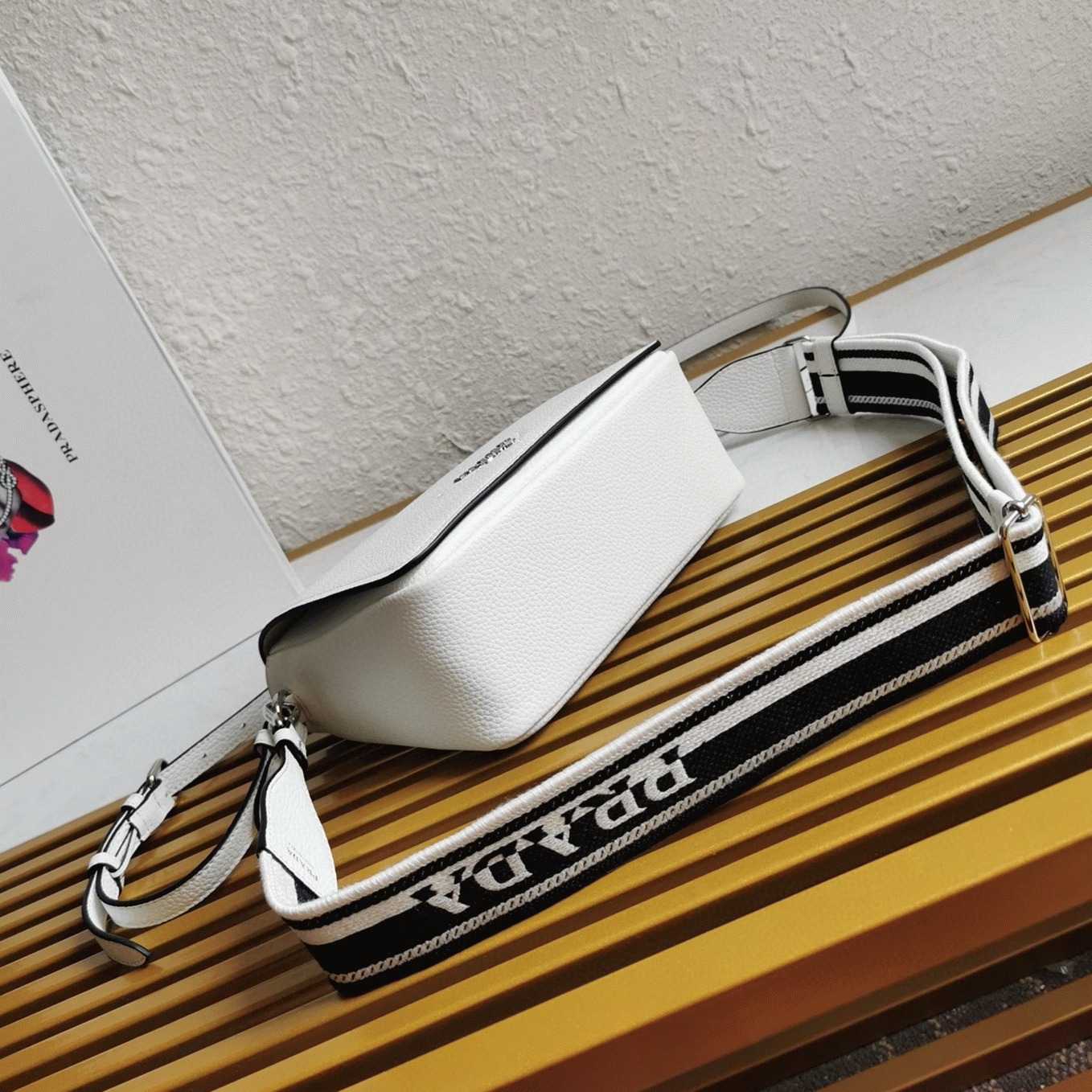 Pra*a Flap Shoulder Bag Replica in White