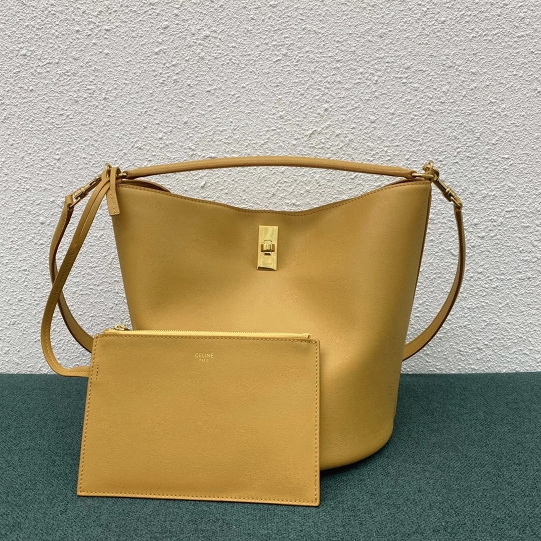 Top Quality Knockoff Ce1i*e Bucket 16 Bag In Yellow Soft Bare Calfskin