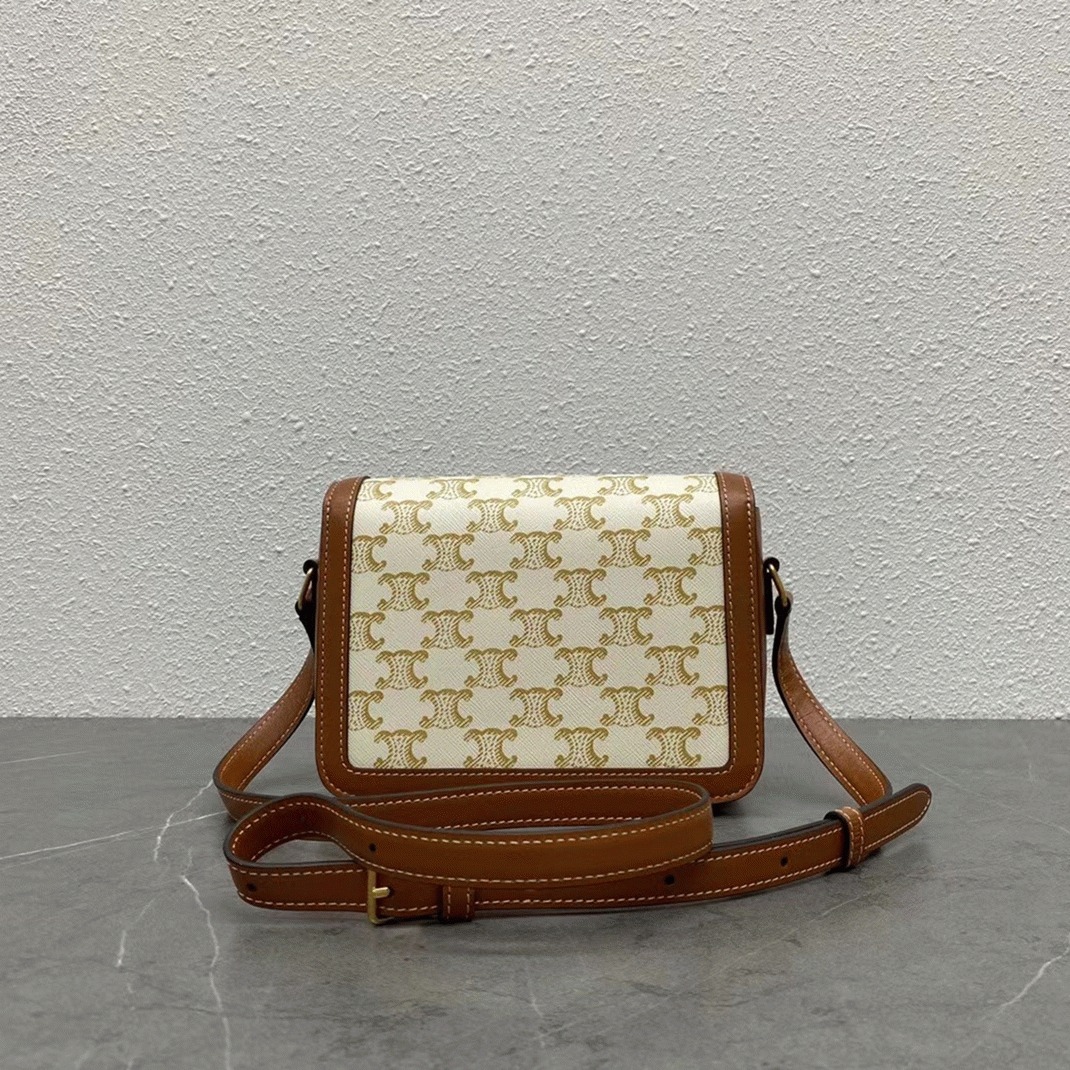 Top Quality Replica Ce1i*e Triomphe Teen Bag In White Triomphe Canvas