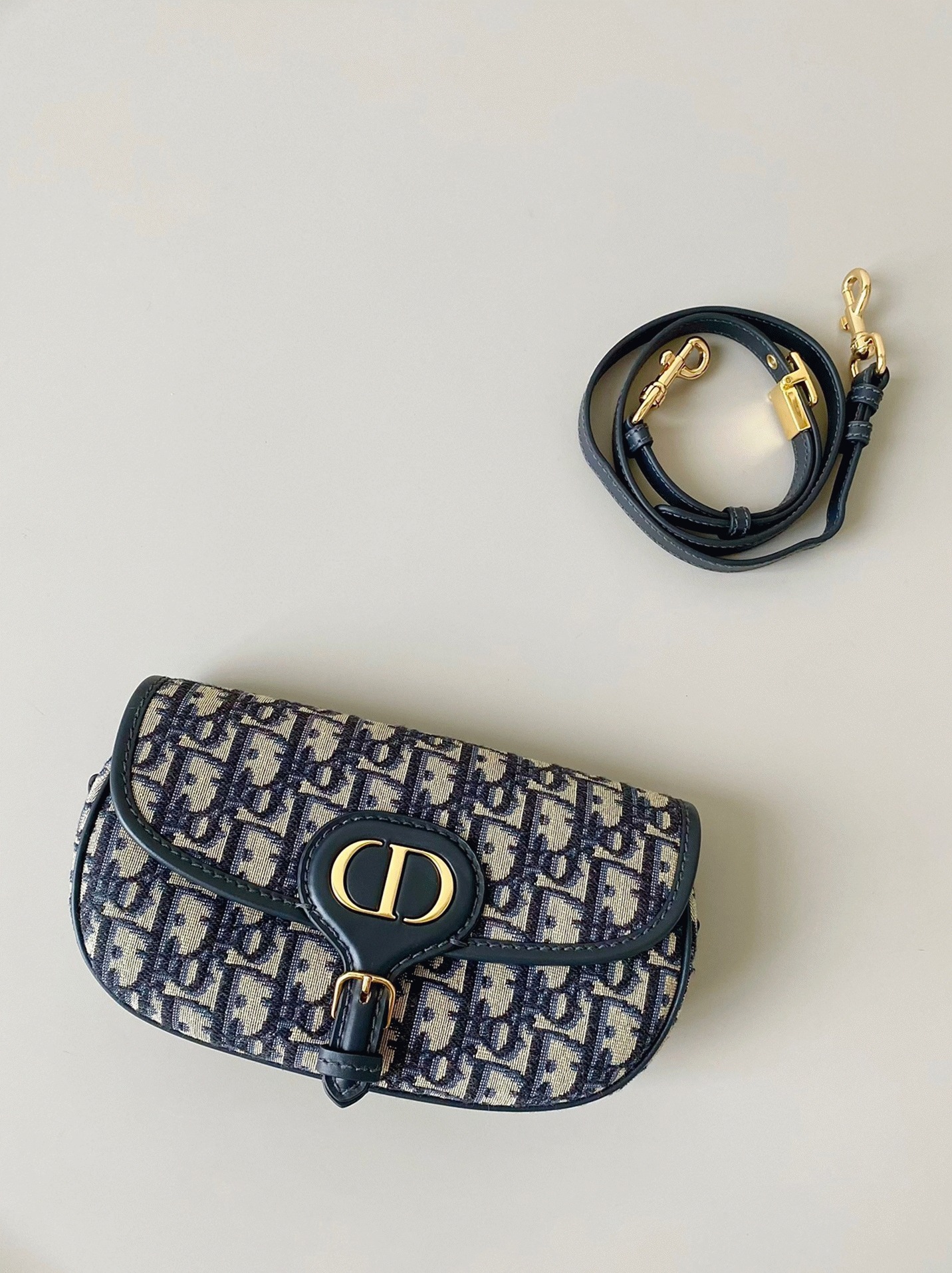 D10r Bobby East-West Bag Knockoff in Blue D10r Oblique Jacquard