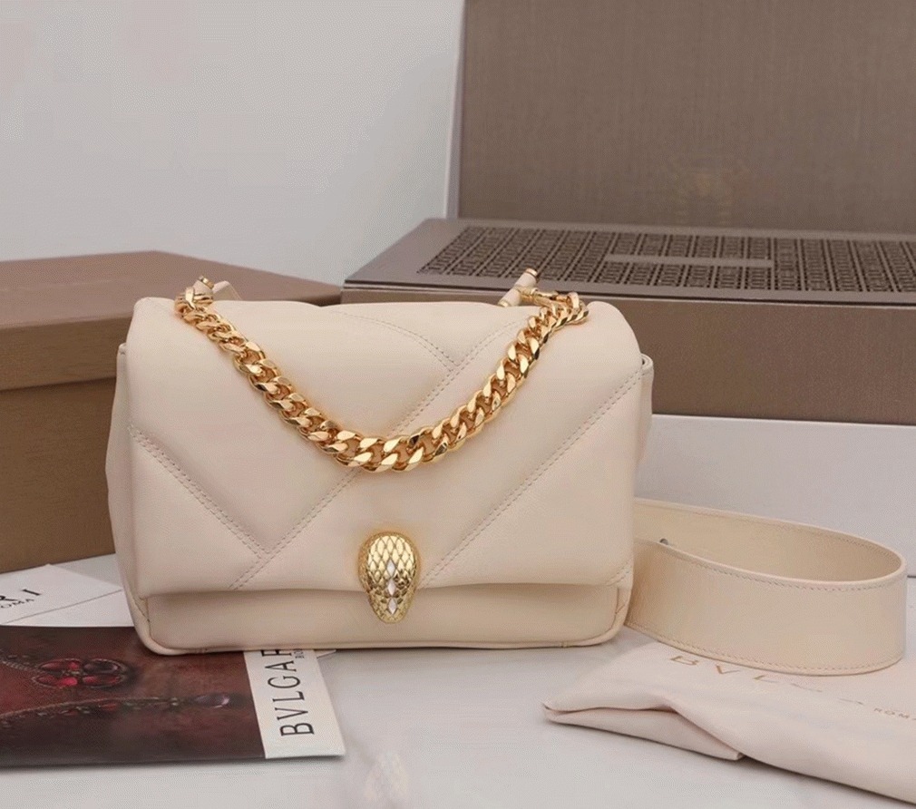 Knockoff Bv1g*ai Serpenti Cabochon Small Bag White Leather