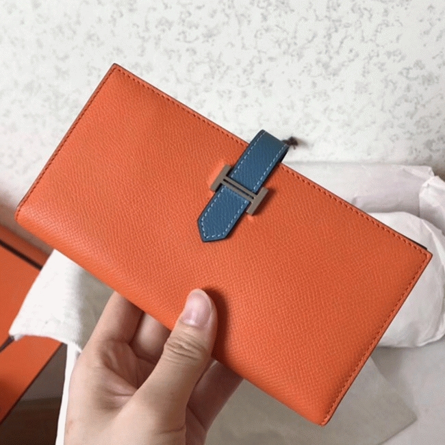 Orange Blue Jean Epsom Fake H**me5 Bearn Wallet