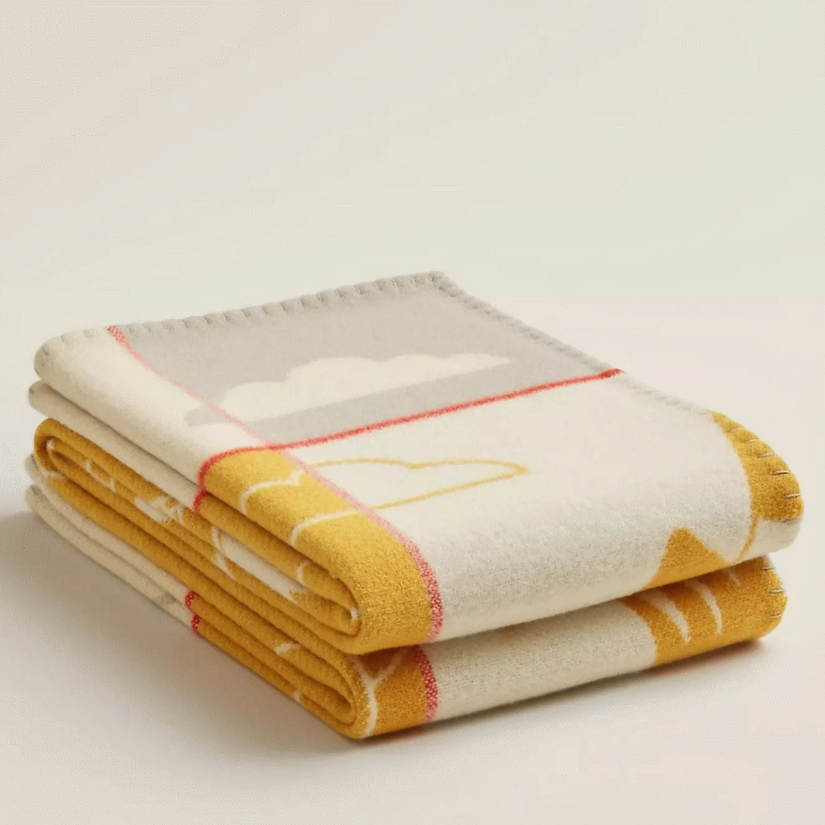 Replica H**me5 Avalon Epopee blanket in jaune wool and cashmere