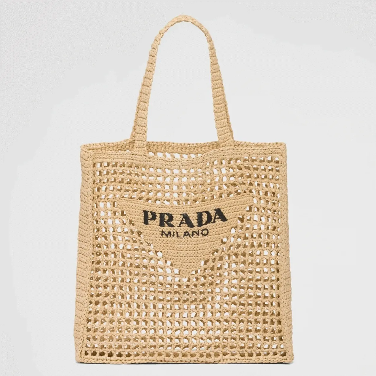 Pra*a Small Tote Bag Fake in Beige Woven Raffia