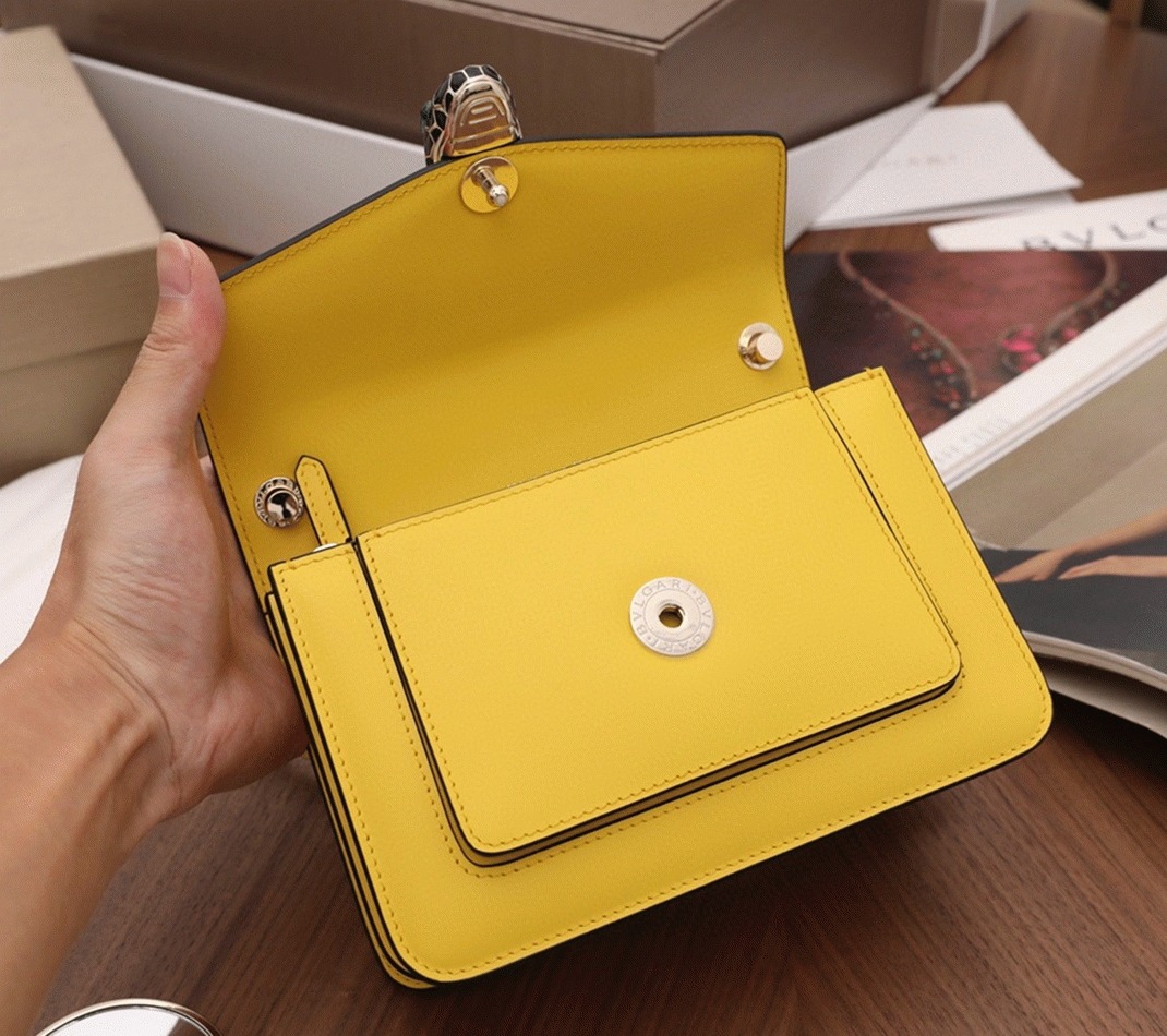 Replica Bv1g*ai Serpenti Forever Small Crossbody Bag Yellow Calfskin