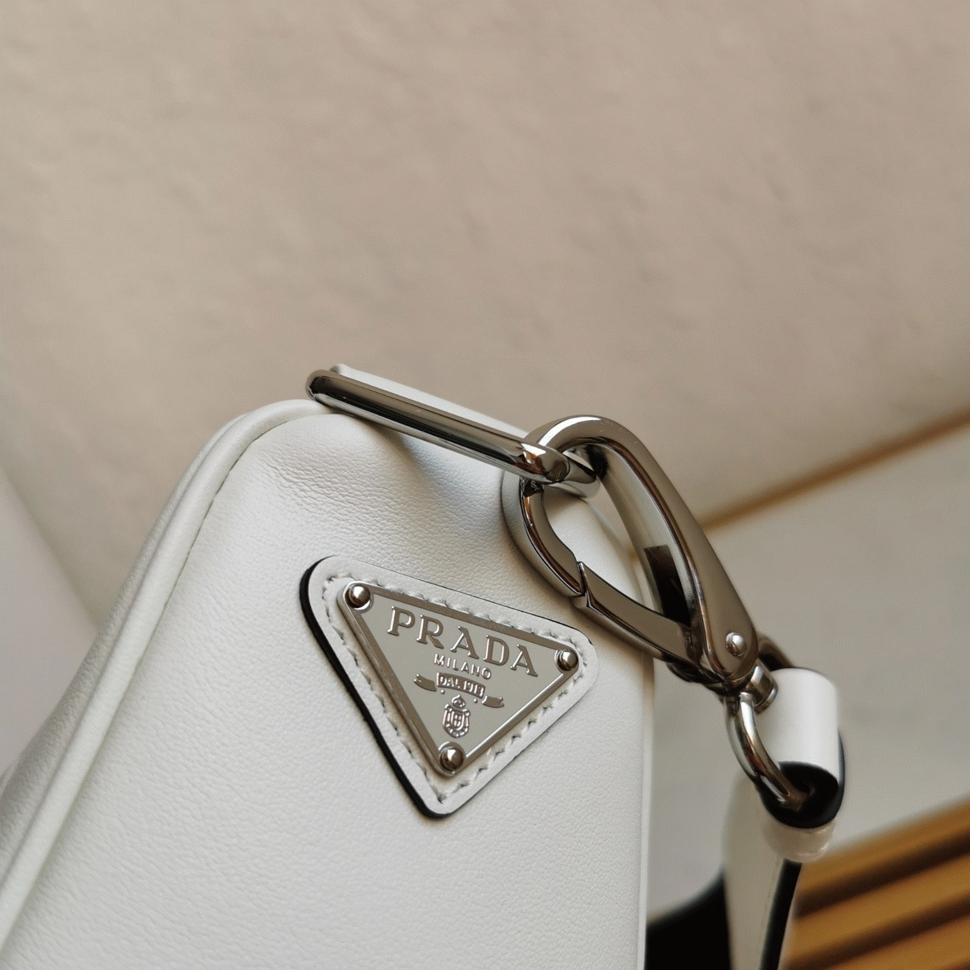Pra*a Triangle Shoulder Bag Fake in White