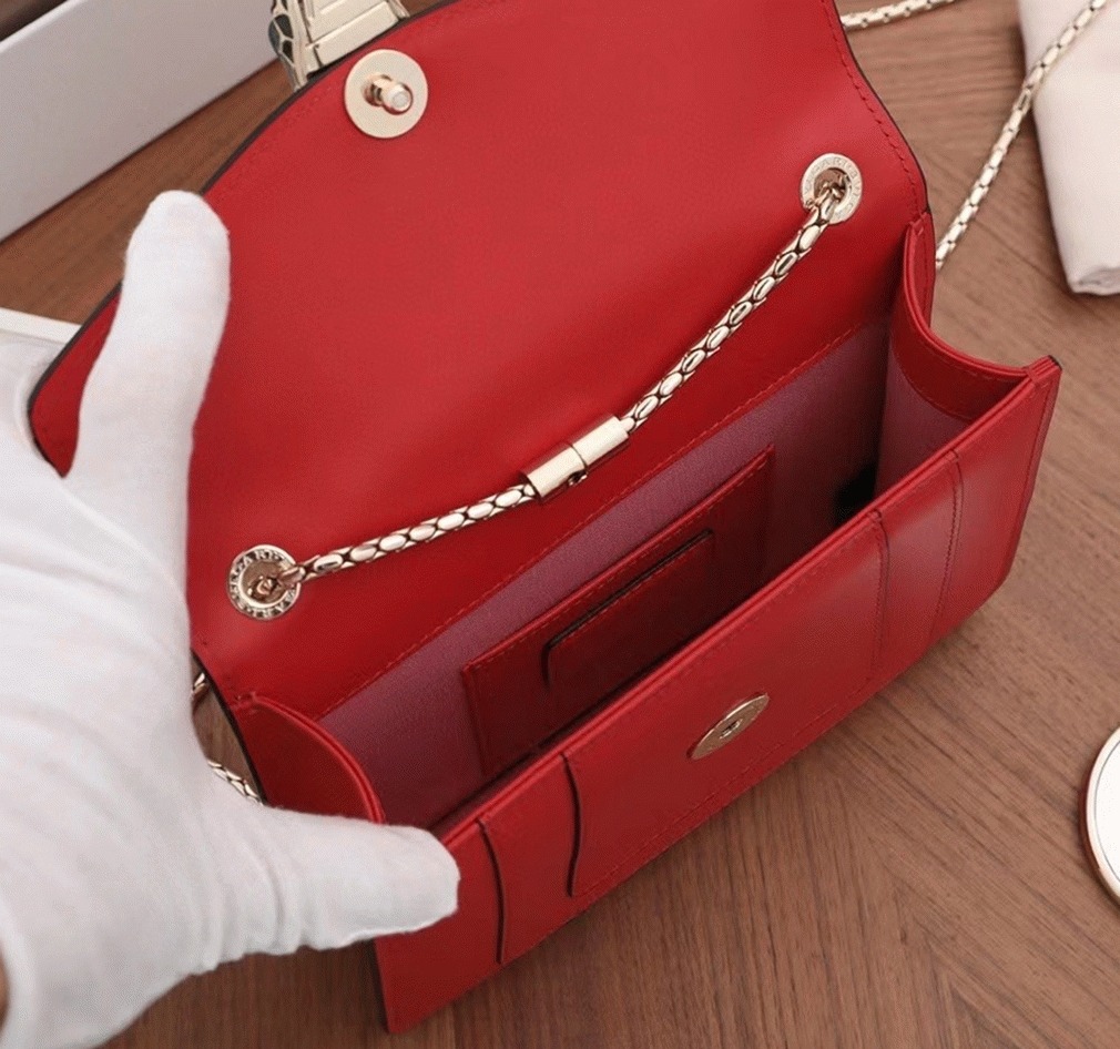 Red Leather Bv1g*ai Serpenti Forever Imitation Small Crossbody Bag