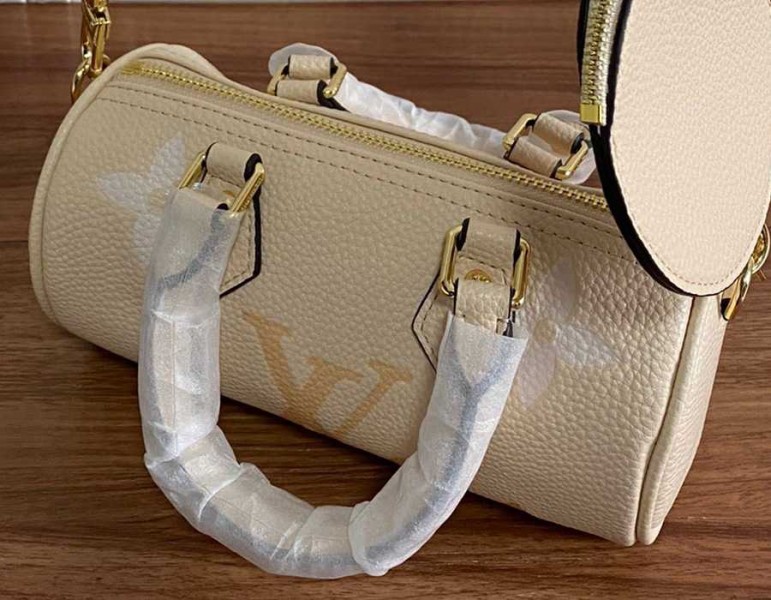 L0vis Vvtt0n Bicolor Monogram Empreinte Papillon BB Bag In Cream And Saffron