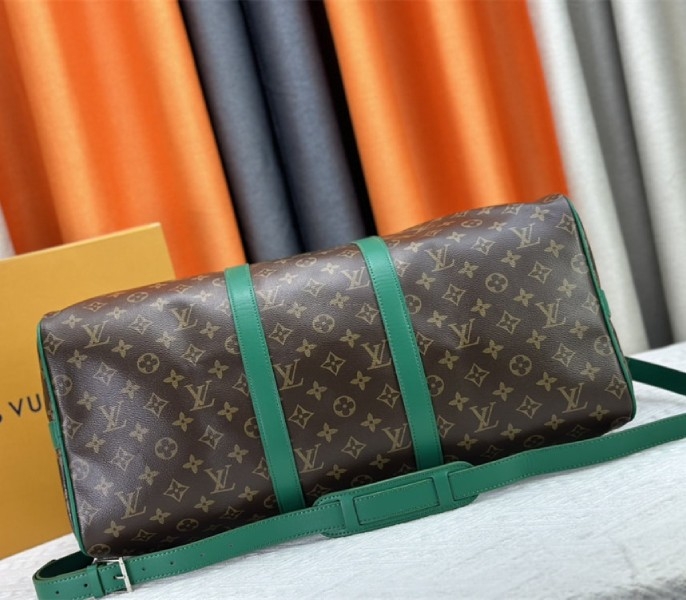 L0vis Vvtt0n Monogram Macassar Canvas Keepall Bandouliere 50 In Borneo Green