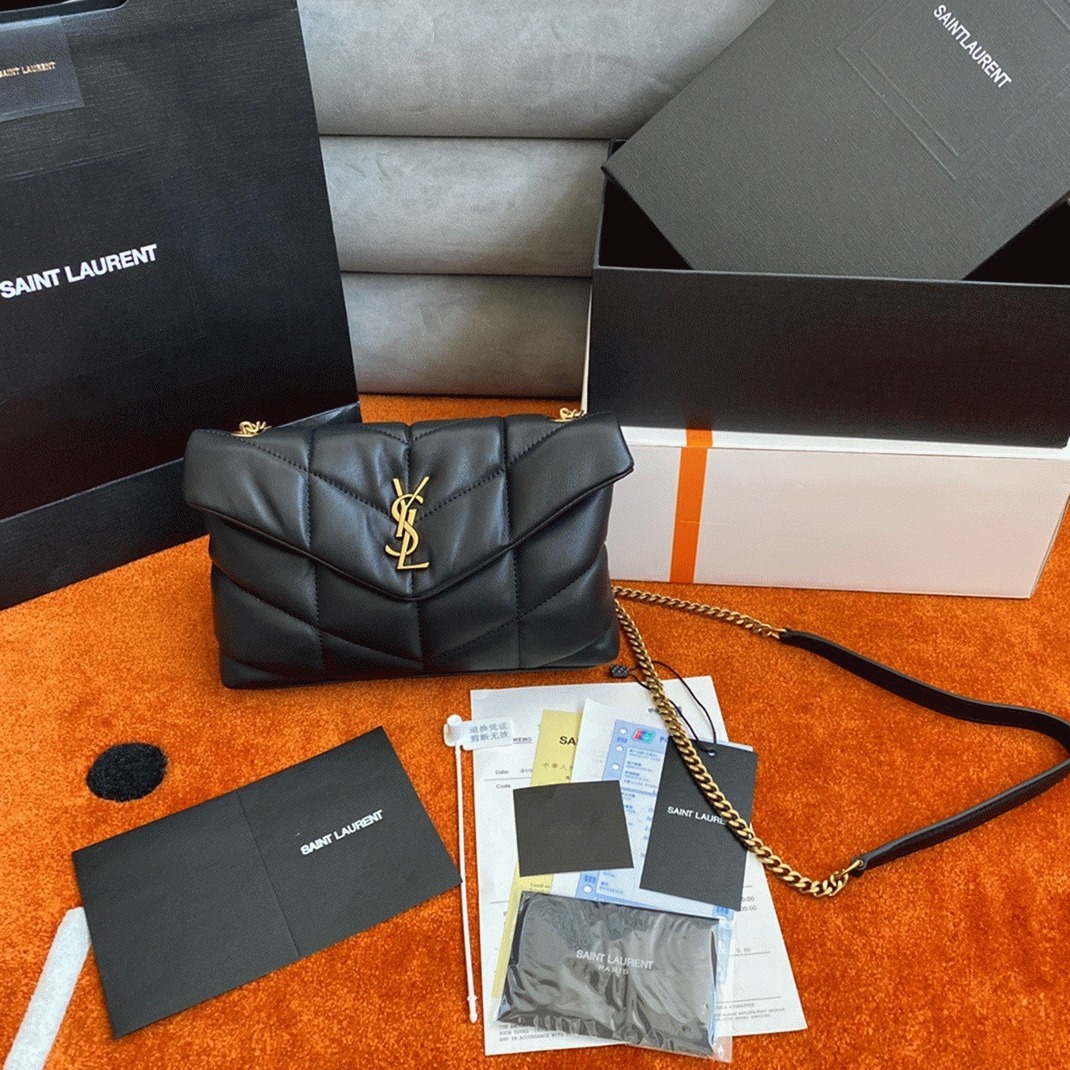 Replica Sa1nt Lau*nt Puffer Toy Bag Black Quilted Lambskin