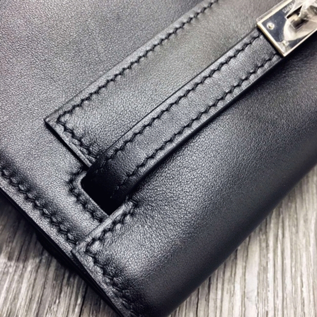 Black Swift Leather Replica H**me5 Kelly Danse Versatile Handbag