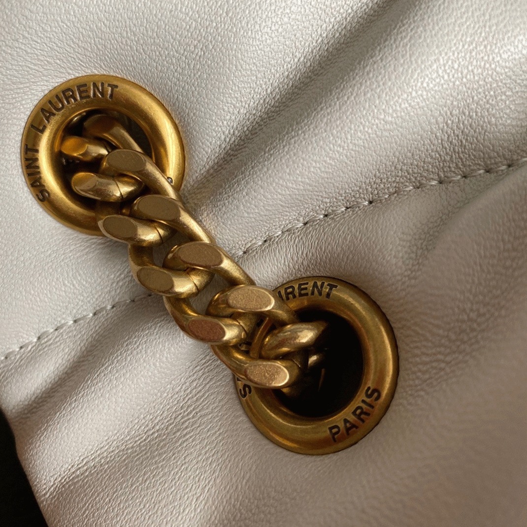 Sa1nt Lau*nt Puffer Medium Chain Bag White Lambskin