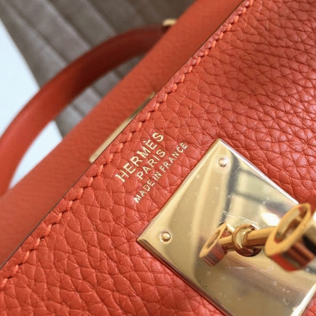 Orange Clemence Knockoff H**me5 Kelly Retourne 32cm Bold Tote