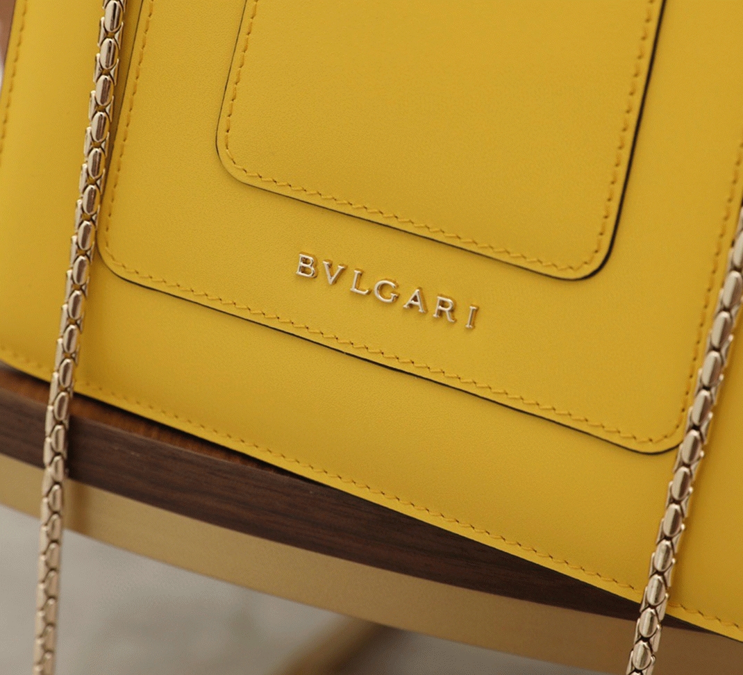 Fake Bv1g*ai Serpenti Forever Small Bag Yellow Calfskin