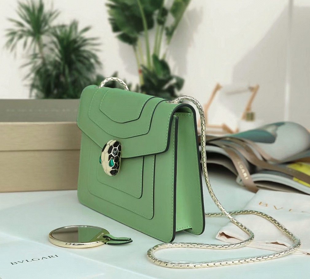 Fake Bv1g*ai Serpenti Forever Small Crossbody Bag Mint Leather