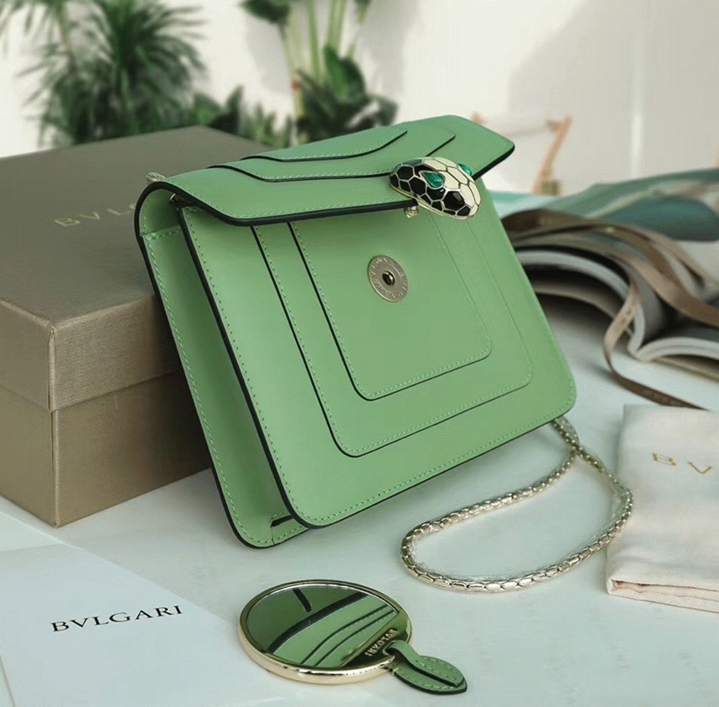 Fake Bv1g*ai Serpenti Forever Small Crossbody Bag Mint Leather