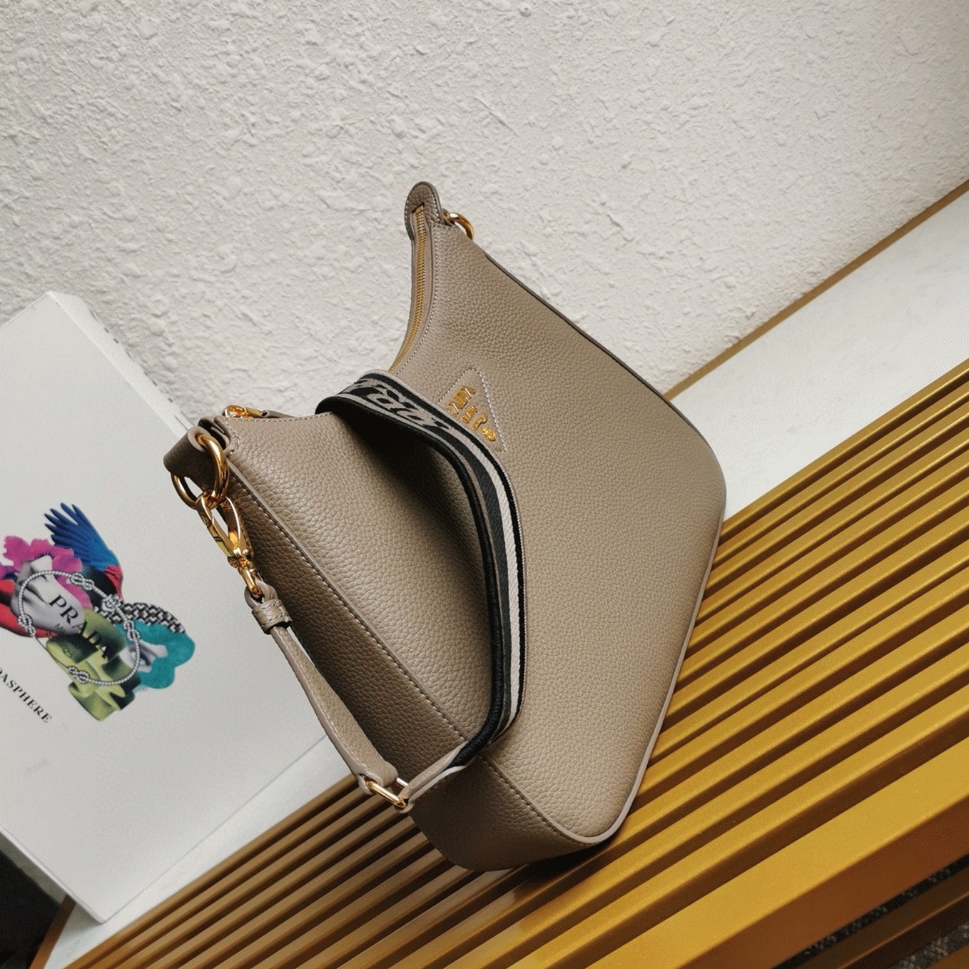 Pra*a Shoulder Bag Fake in Grey