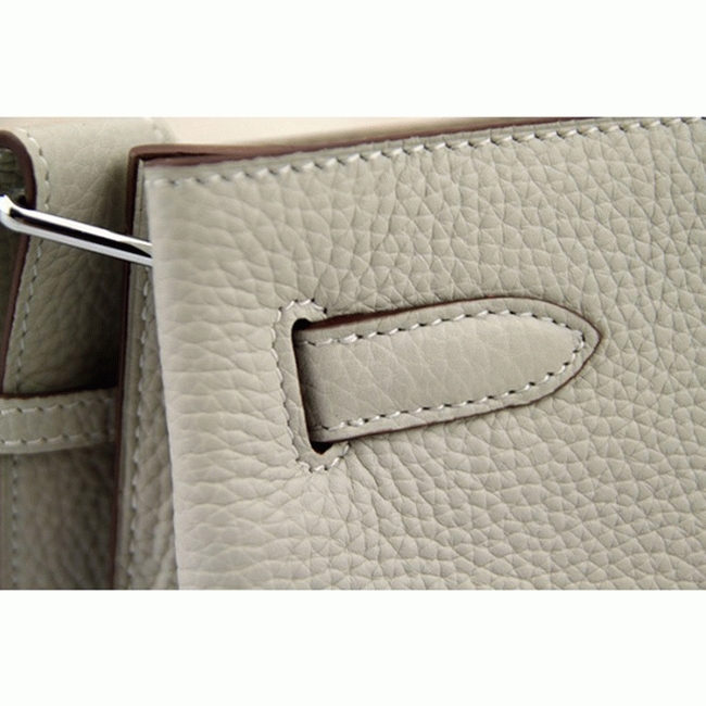 White Leather Knockoff H**me5 So Kelly 22cm Clean Style Shoulder Bag