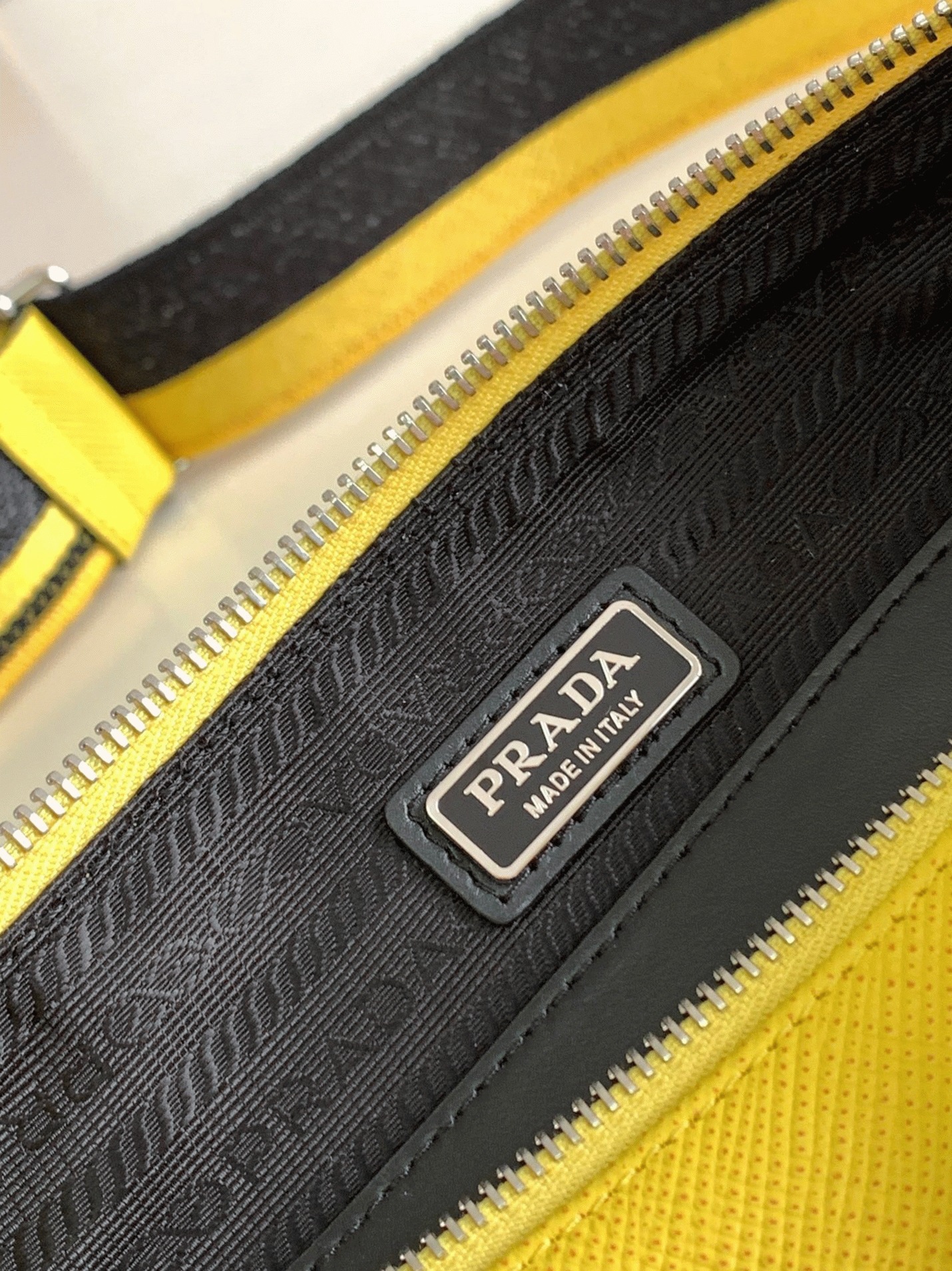 Pra*a Triangle Shoulder Bag Knockoff in Yellow