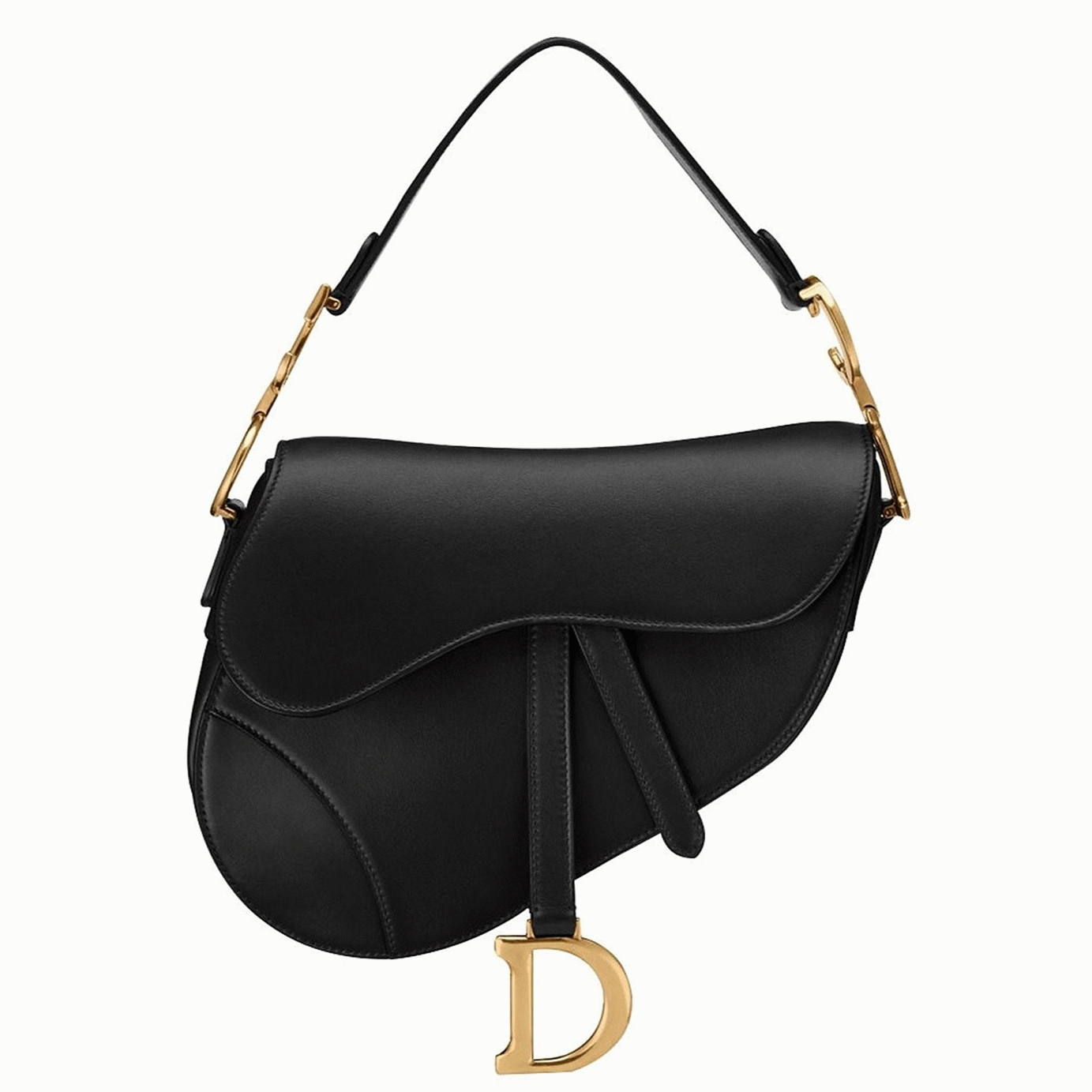 D10r Saddle Bag Fake in Black Smooth Calfskin