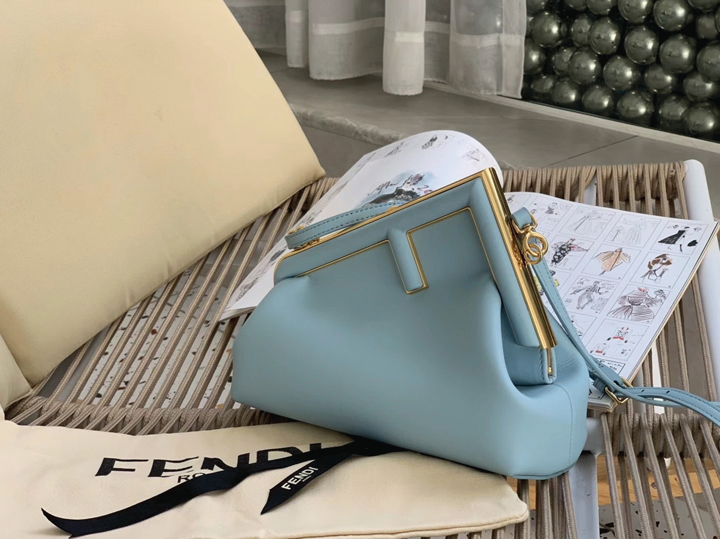 Top Quality Fake F**di First Small Bag In Light Blue