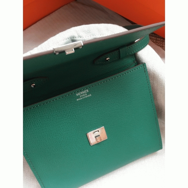 Green fake designer H**me5 Clic wallet with strap