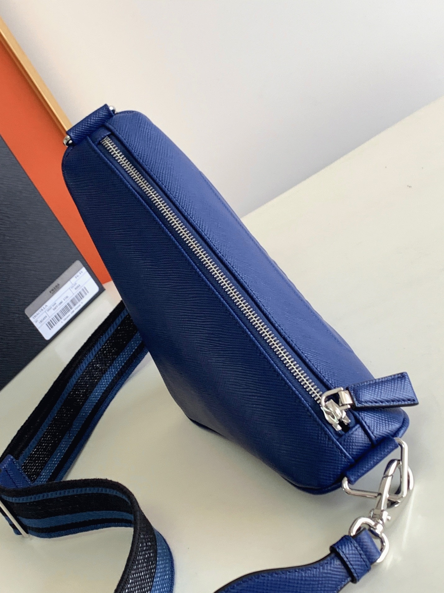 Pra*a Triangle Shoulder Bag Replica in Blue