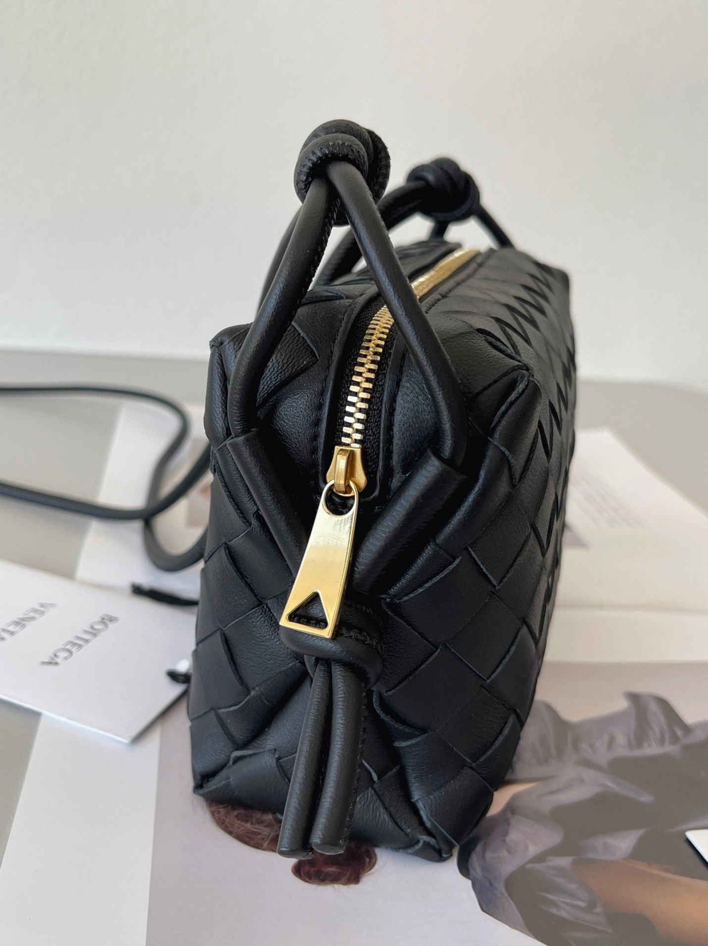 Faux B0tt*ga Ven*ta Loop Mini Bag Black