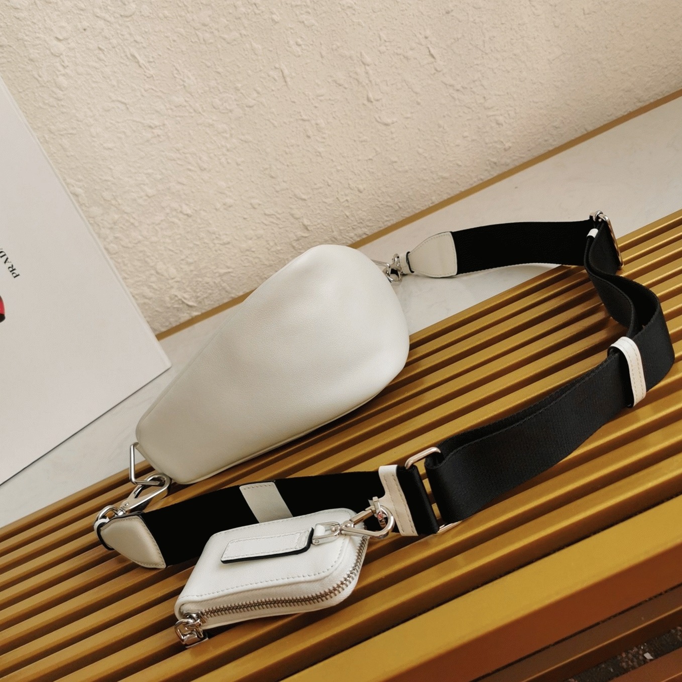 Pra*a Triangle Shoulder Bag Fake in White
