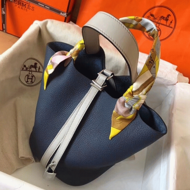 Bicolor sapphire replica H**me5 Picotin Lock 22cm handbag