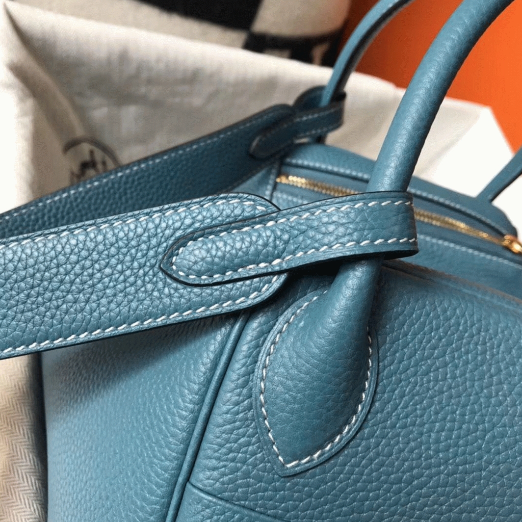 Fake H**me5 Lindy 30cm bag in blue jean tone